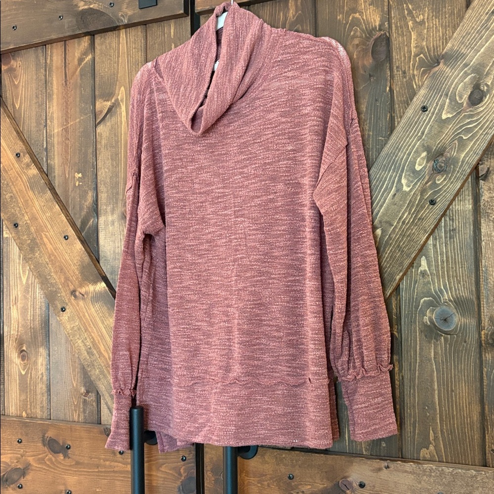 Cozy “Pinkish Maroon” Cowl Neck Sweater